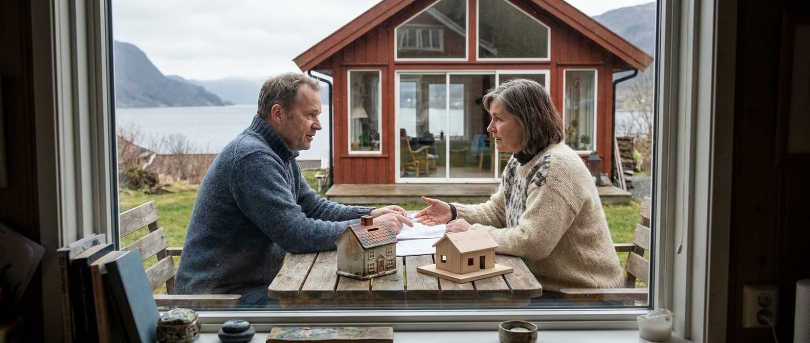 Sparebøsse og husmodell som symbol på egenkapital