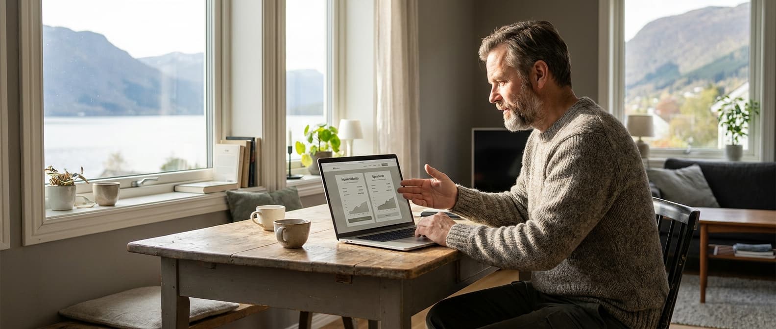 Sammenligning av høyrentekonto og sparekonto på skjerm