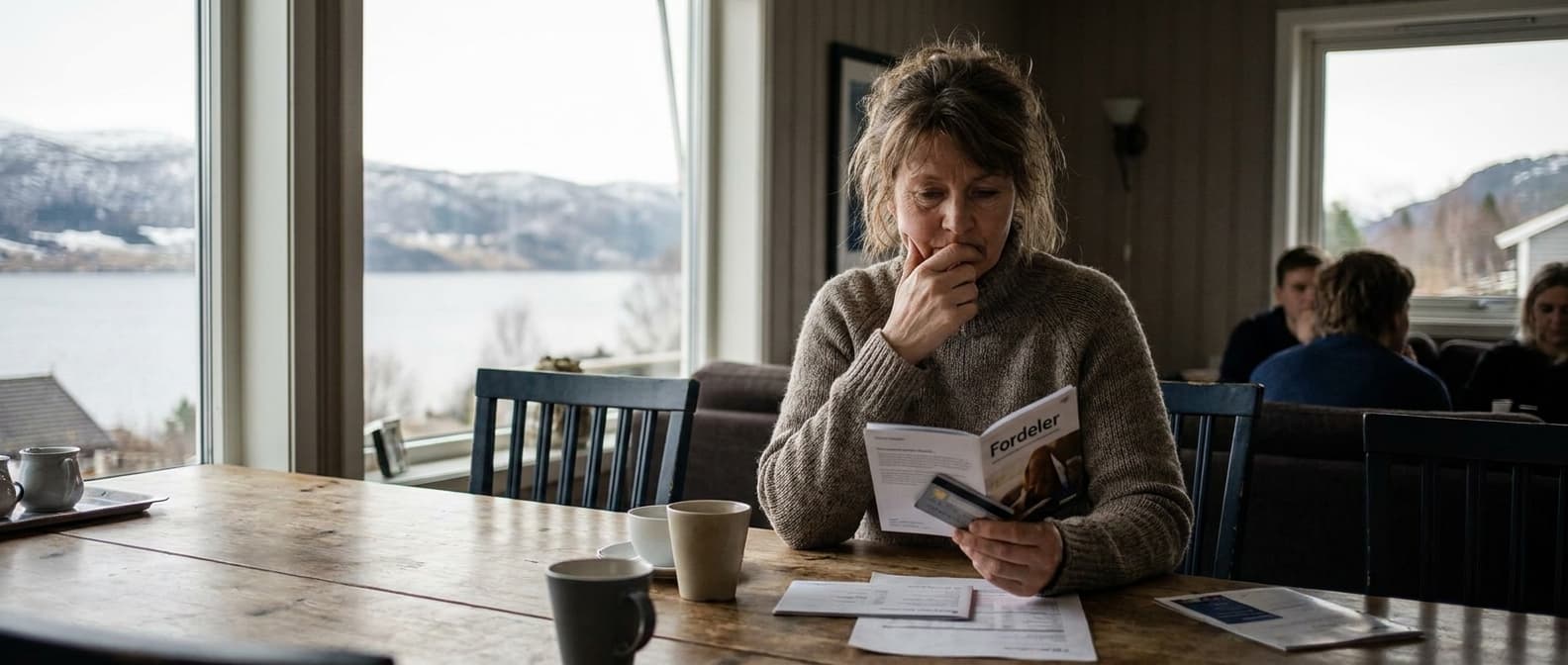 Person bruker betalingskort og vurderer cashback-fordeler