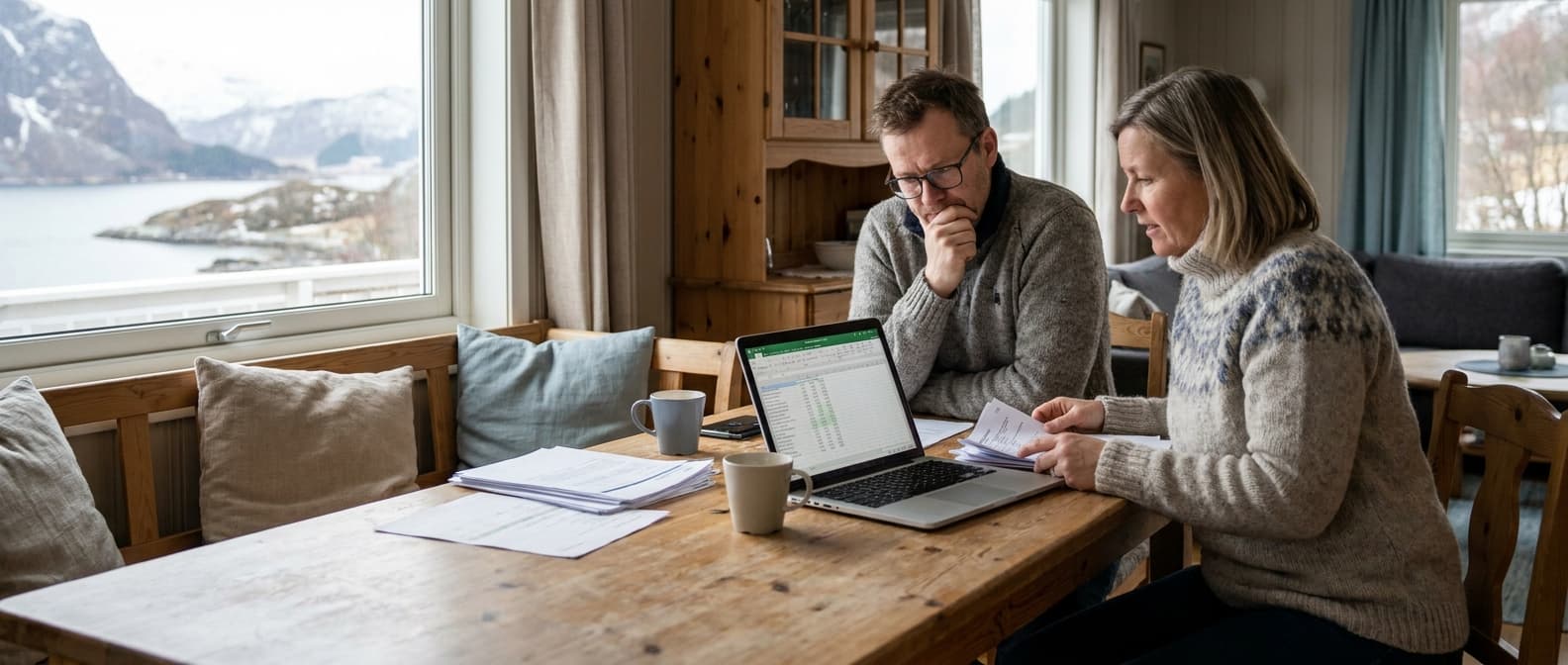 Person som sammenligner refinansieringstilbud på laptop