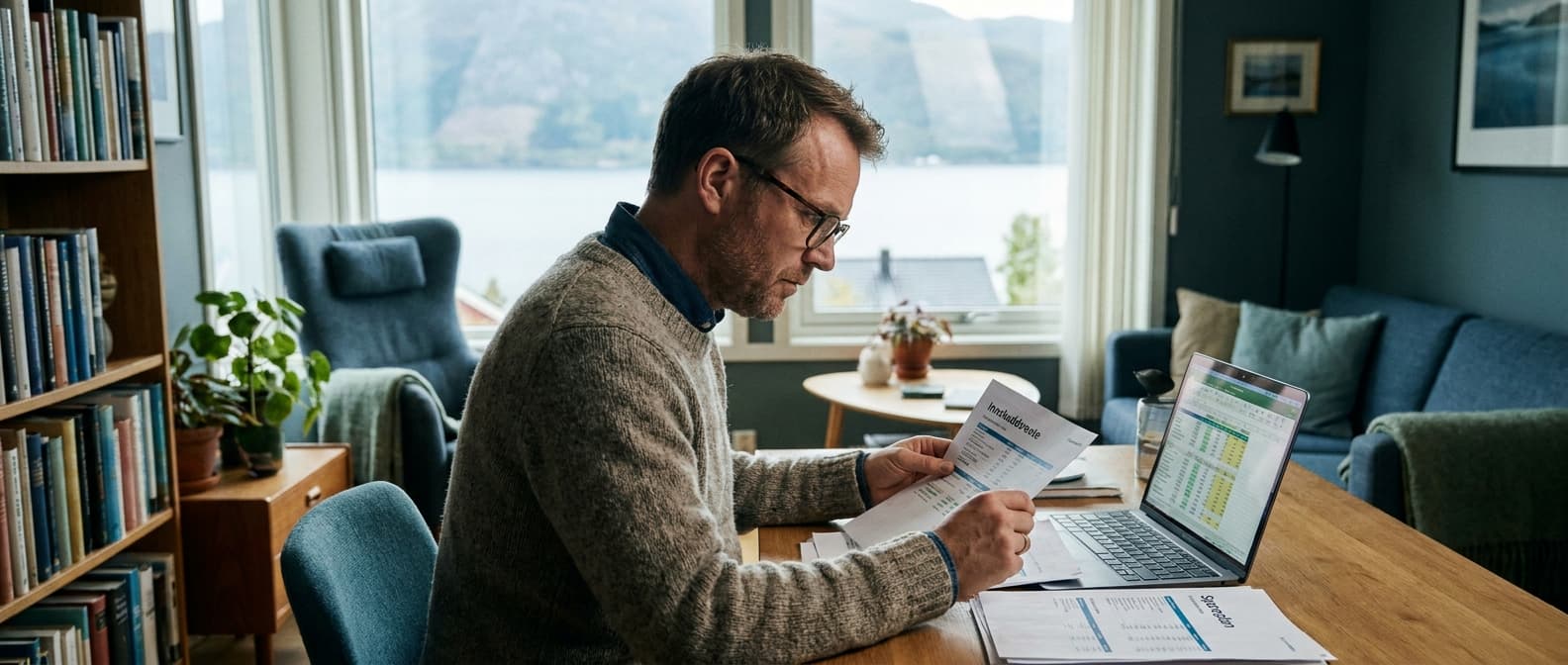 Person analyserer innskuddsrente og spareplan