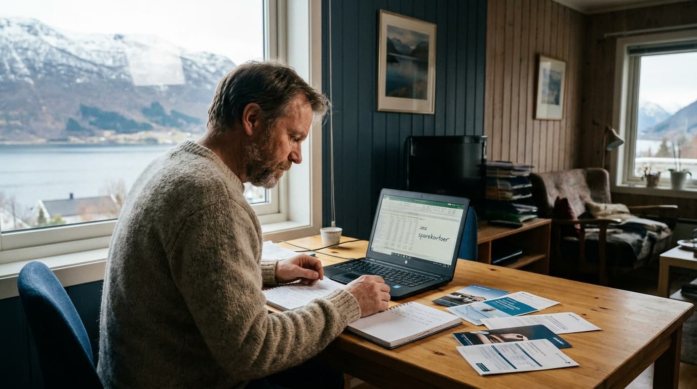 Person sammenligner renter på ulike sparekontoer